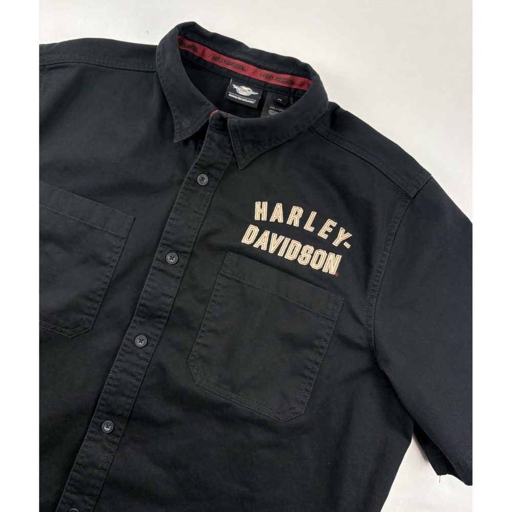 Harley Davidson Button Front Work Short. Embroidered Front/Back Logo. Men's  XL